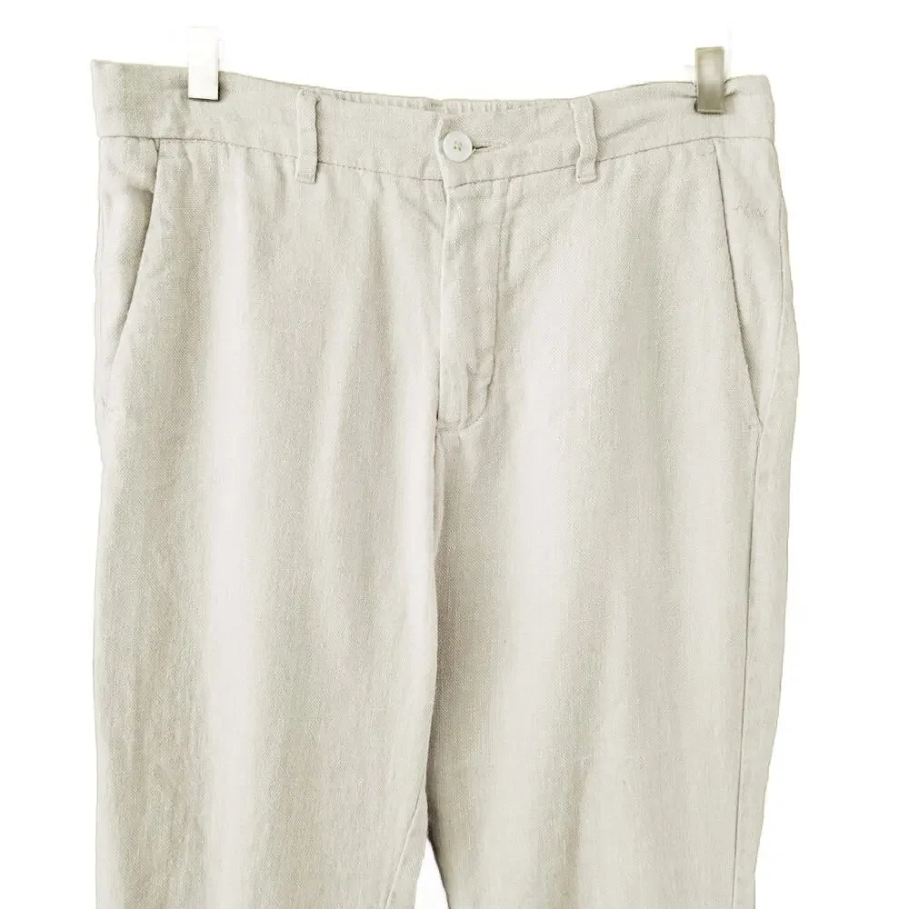 Porter & Ash Mens Linen Cotton Blend Pants Beige Size 29 Beach Coastal Trousers